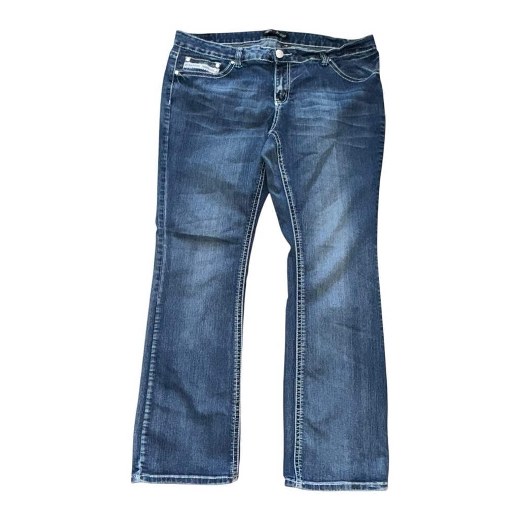 Love Indigo Women’s Size 18 Blue Lace Flap Pocket Denim Jeans Y2K